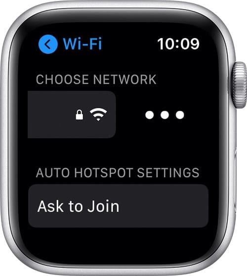 Apple Watch Wi-Fi settings
