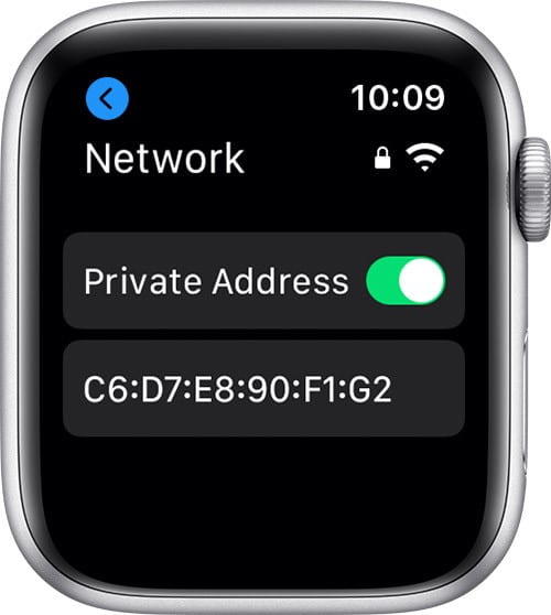 Apple Watch Private Address Setting